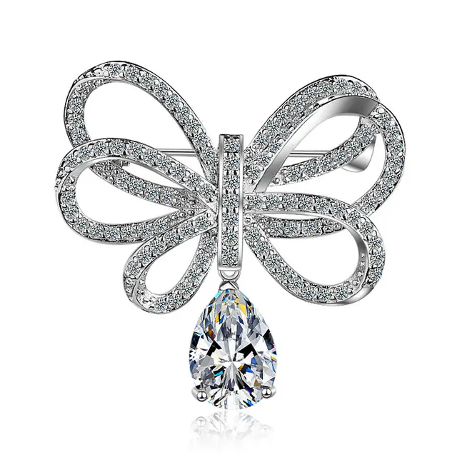 Brooch Silver Korean Version Of The Heart Ornament Girl White Gold - Shop at LoveMi