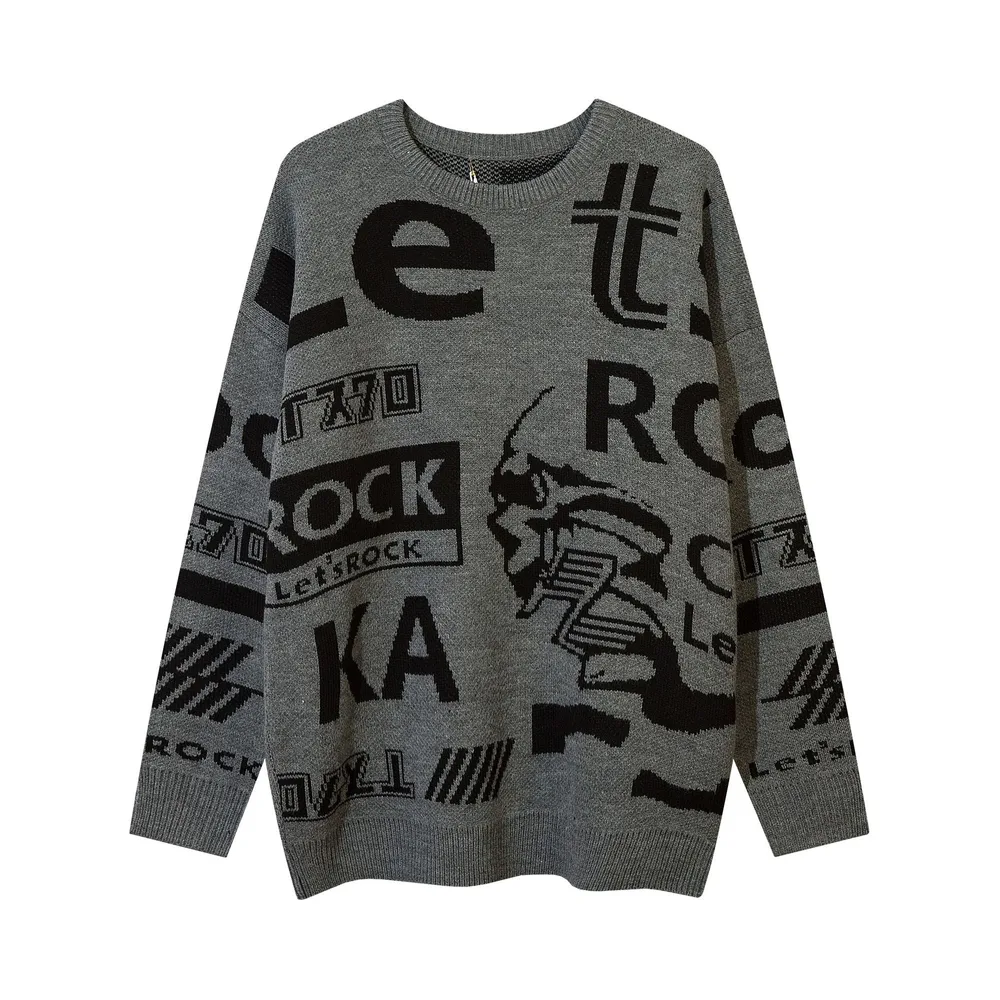 Men's And Women's Loose Lazy Casual Sweater Grey - Shop at LoveMi