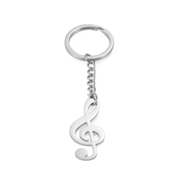 All match Design Music Student Love Single Item Note Pendant Stainless Steel Key Ring White - Shop at LoveMi
