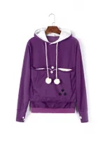 Cute Hoodies Pullover Sweatshirts With Pet Pocket For Cat Clothes Winter Women - Purple