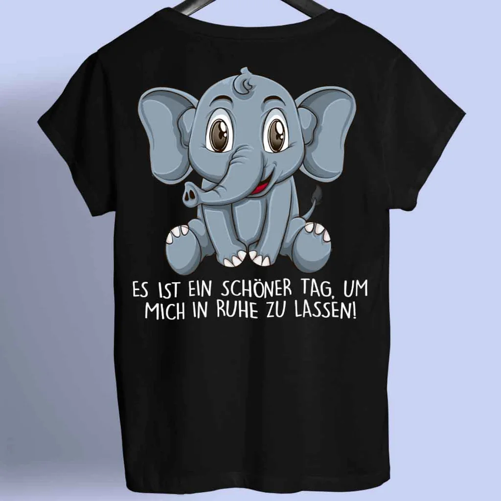 Elephant Shirt Unisex Back Printed Short Sleeve - Black3