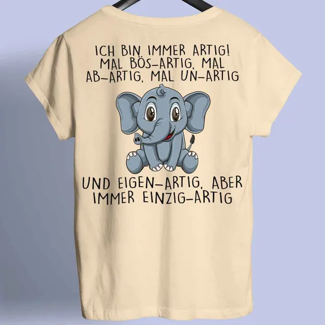 Elephant Shirt Unisex Back Printed Short Sleeve Khaki - Shop at LoveMi