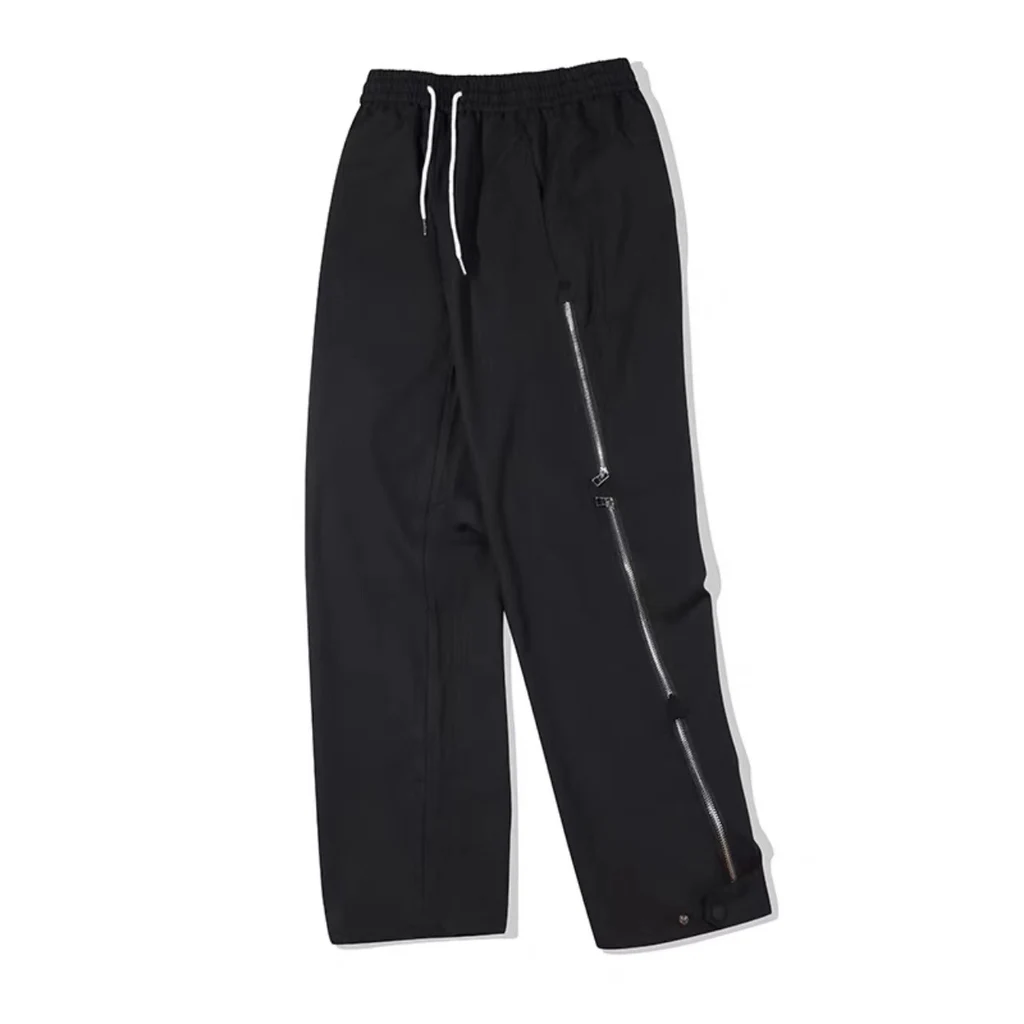 Fashion Side Zipper Stitching Casual Trousers - Black
