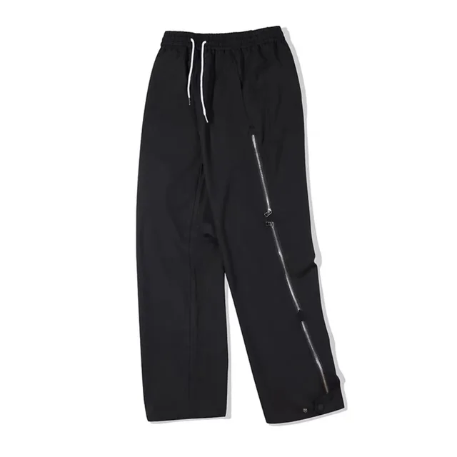 Fashion Side Zipper Stitching Casual Trousers Black - Shop at LoveMi