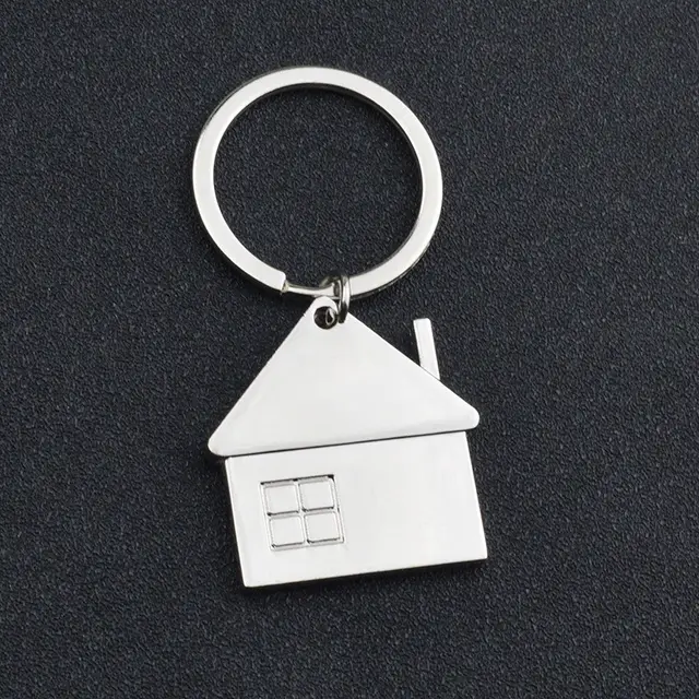 Personalized Metal Keychain Creative House Pendant Silver - Shop at LoveMi