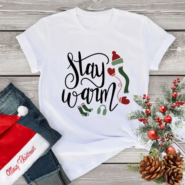 Women's Clothing Fashion Christmas Holiday Party T shirt Loose Merry Christmas Casual 35231 - Shop at LoveMi