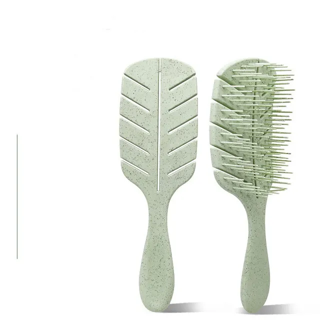 Blowing Straight Curly Dry And Wet Dual use Hollow Smooth Hair Comb Square Light Green - Shop at LoveMi