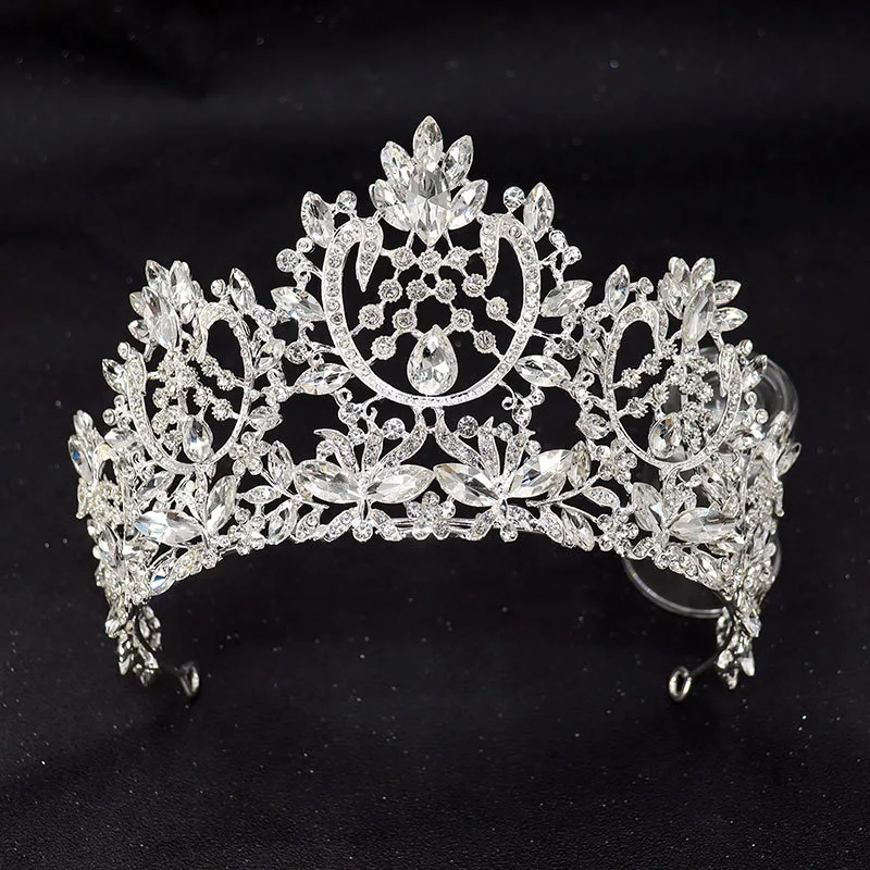Flower Horse Eye Atmospheric Bride Crown Photography Birthday Show Tiara - Silver