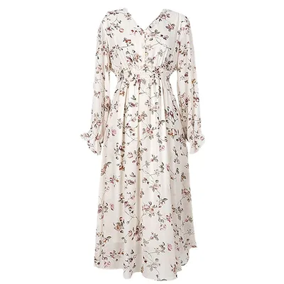 Super Fairy Sweet Floral Chiffon Dress Off White - Shop at LoveMi