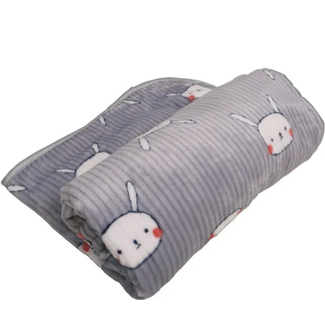 Cartoon Printed Thickening Pet Blanket Flannel Coral Long Eared Rabbit Gray - Shop at LoveMi