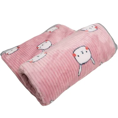 Cartoon Printed Thickening Pet Blanket Flannel Coral Long Eared Rabbit Pink - Shop at LoveMi