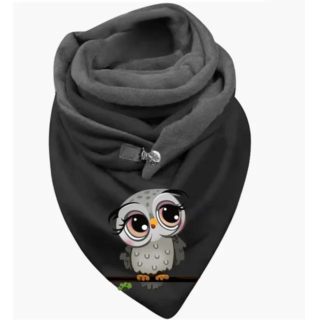 Women's Cotton Malaysia Warm Button Scarf Black - Shop at LoveMi