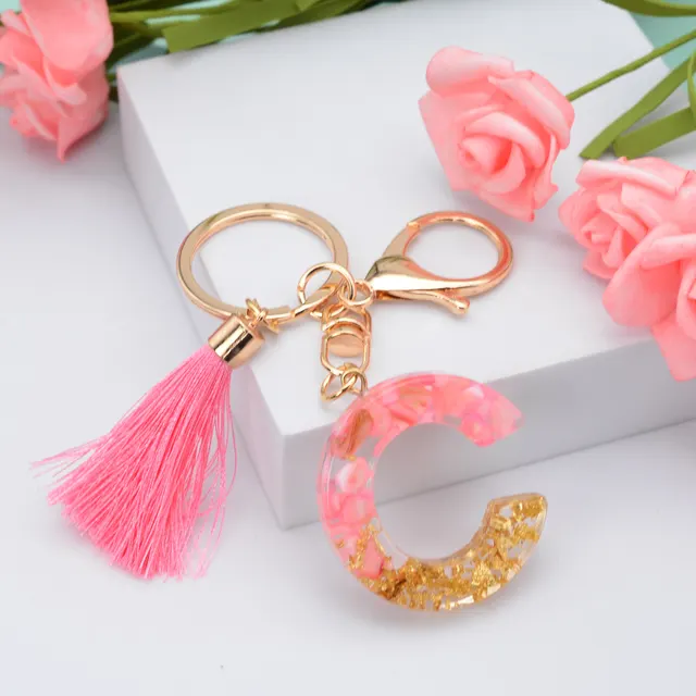 26 English Letters Leather Ball Stone Pendant Key Chain - Shop at LoveMi