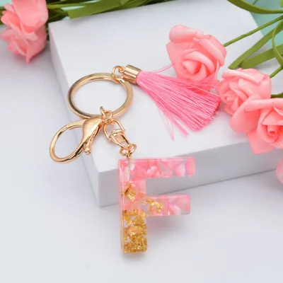 26 English Letters Leather Ball Stone Pendant Key Chain F - Shop at LoveMi