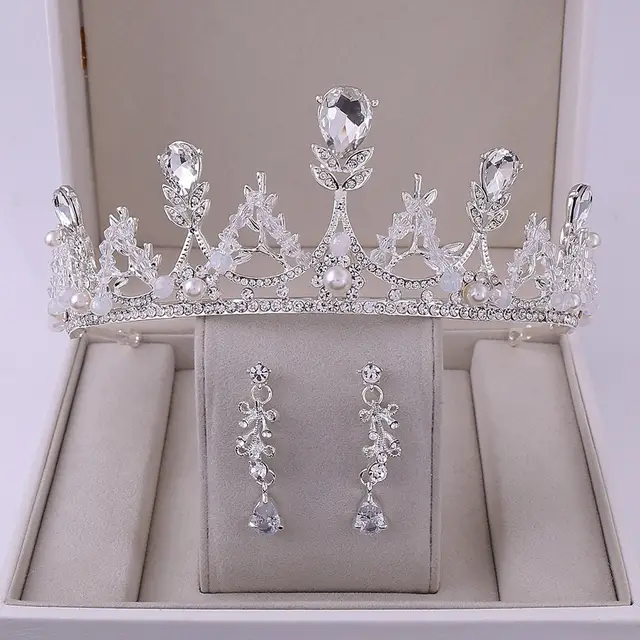 Korean Style Bridal Crown Earring Set Style2 - Shop at LoveMi