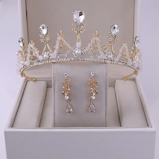 Korean Style Bridal Crown Earring Set Style4 - Shop at LoveMi