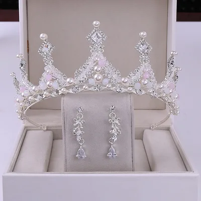 Korean Style Bridal Crown Earring Set Style6 - Shop at LoveMi