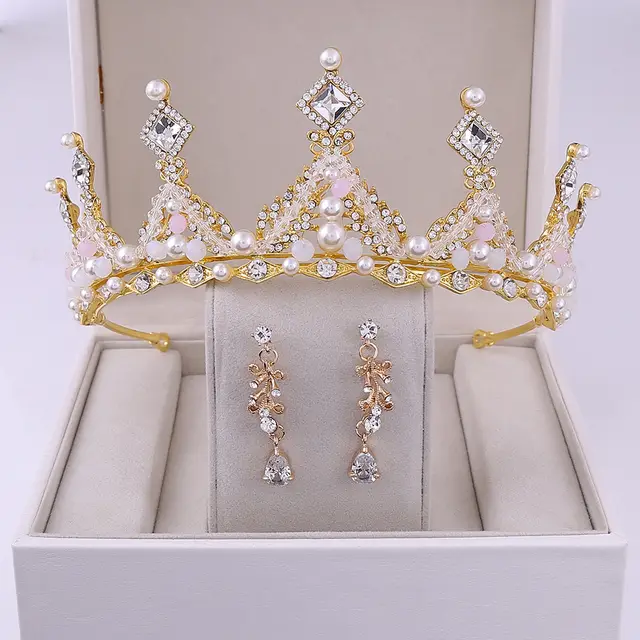 Korean Style Bridal Crown Earring Set Style7 - Shop at LoveMi
