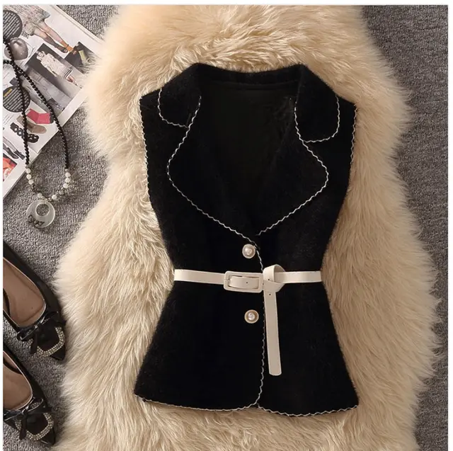 Women's Autumn And Winter Knitted Woolen Vest Black Vest - Shop at LoveMi