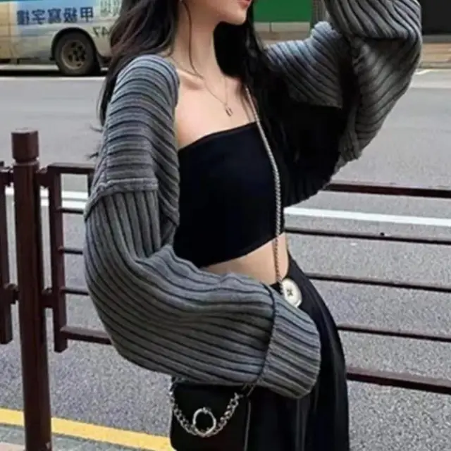 Autumn And Winter Knitted Jacket Cardigan Women's Sweater Grey - Shop at LoveMi