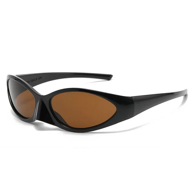 Men's Eagle Mouth Style Personality Sunglasses Black Framed Tea Slices - Shop at LoveMi