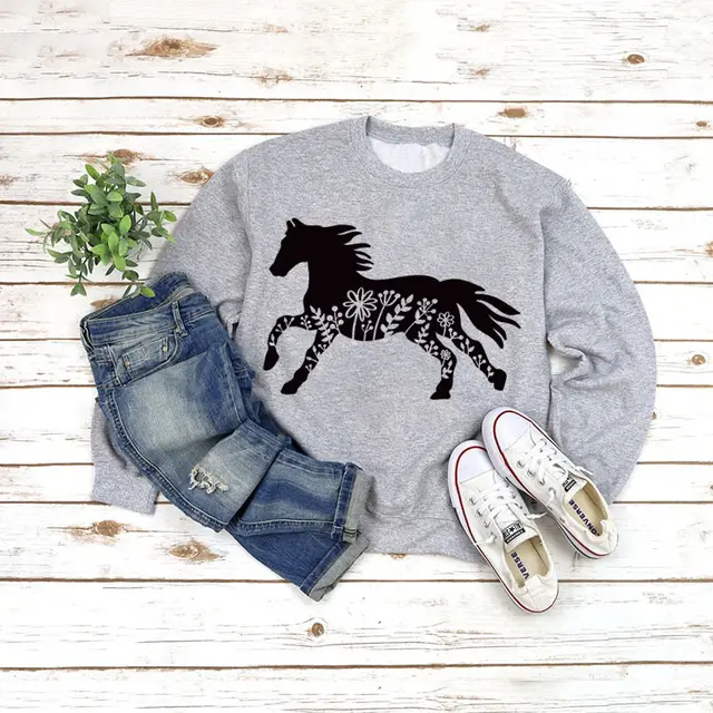European And American Round Neck Jacket Long Sleeve Printing Grey - Shop at LoveMi