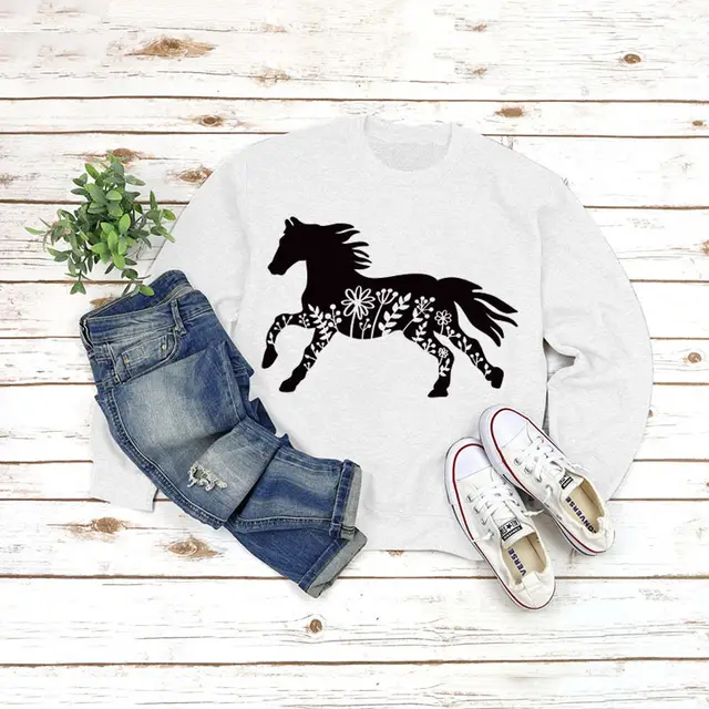 European And American Round Neck Jacket Long Sleeve Printing White - Shop at LoveMi
