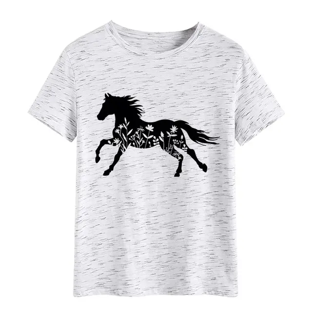 Women's T shirt Loose Print Short Sleeve Graphite Grey - Shop at LoveMi