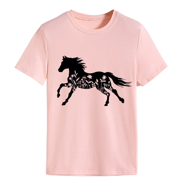 Women's T shirt Loose Print Short Sleeve Pink - Shop at LoveMi