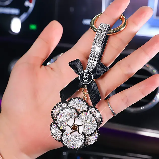 Camellia Diamond Pendant For Car Key Chain White Diamond - Shop at LoveMi