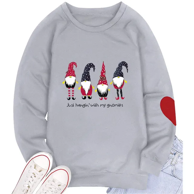 Women's Round Neck Arm Love Sweater Grey - Shop at LoveMi