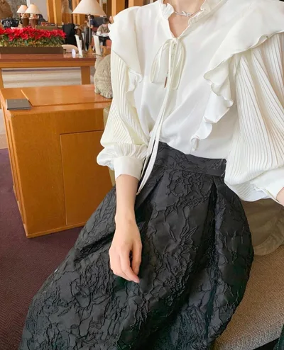 French Style Suit Summer Elegant Wooden Ear Skirt Average Size - Shop at LoveMi