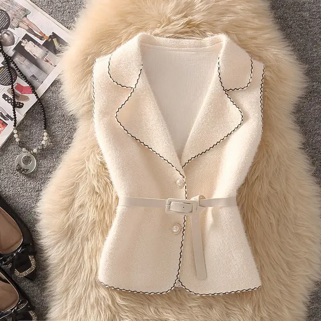 Age reducing Retro Suit Vest Short For Women White - Shop at LoveMi