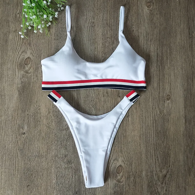 New Split Special Fabric Women's Triangle Bikini Swimsuit White - Shop at LoveMi