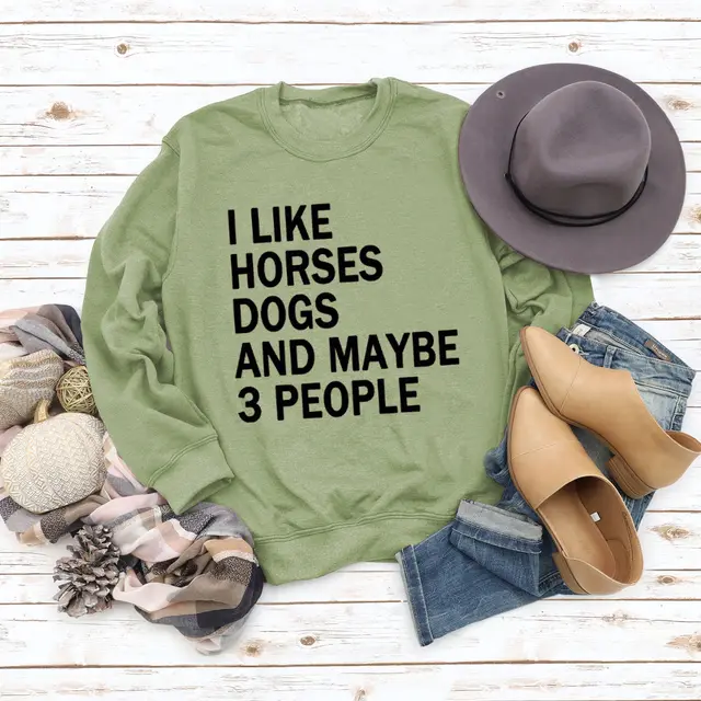 Women's Round Neck Fashionable Letter Loose Printed Sweater Olive Green - Shop at LoveMi