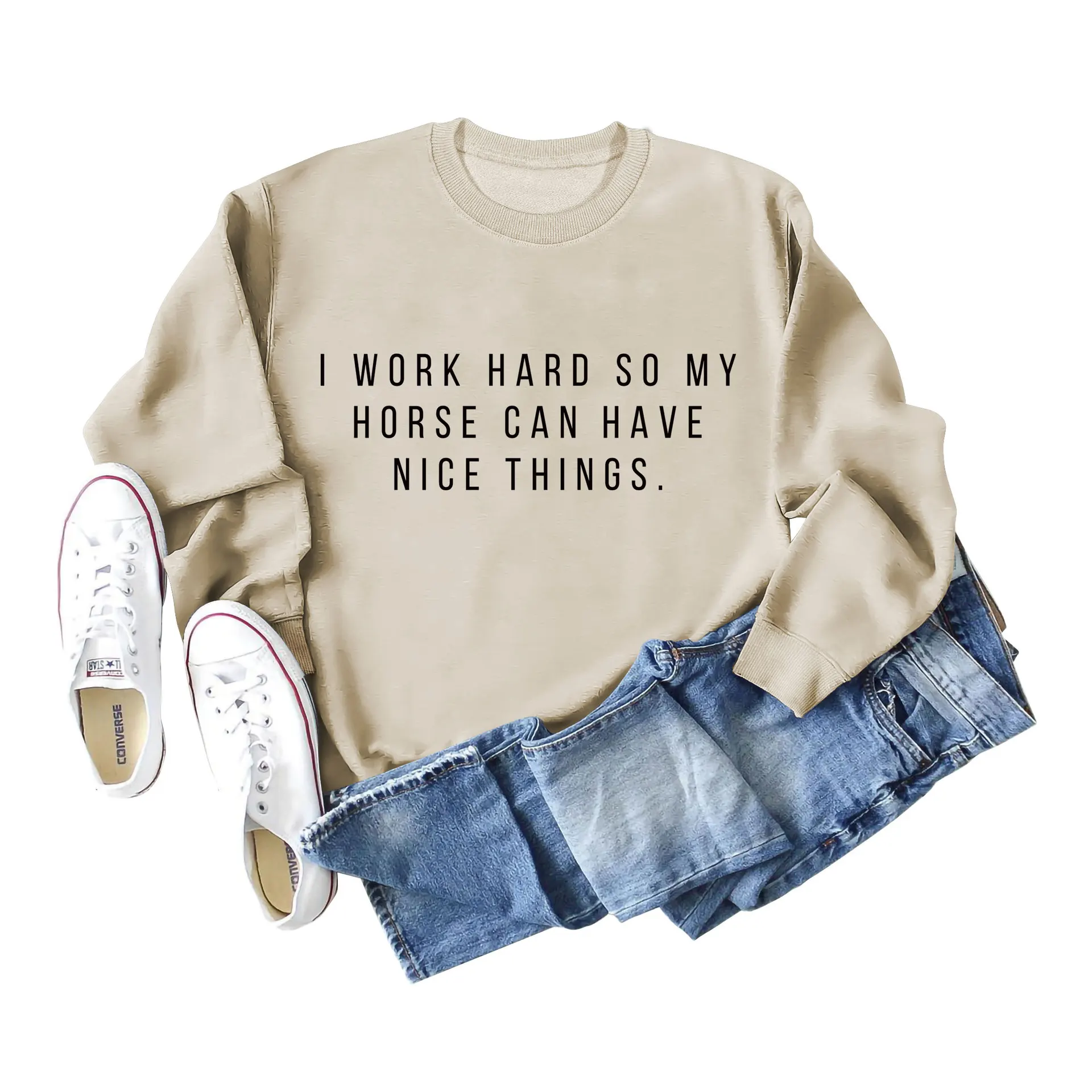 Women's Letters Casual Autumn Winter Sweater - Sand Color