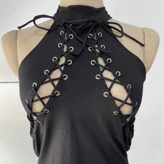 Lace Sleeveless T shirt Fashion Short Jacket Black - Shop at LoveMi