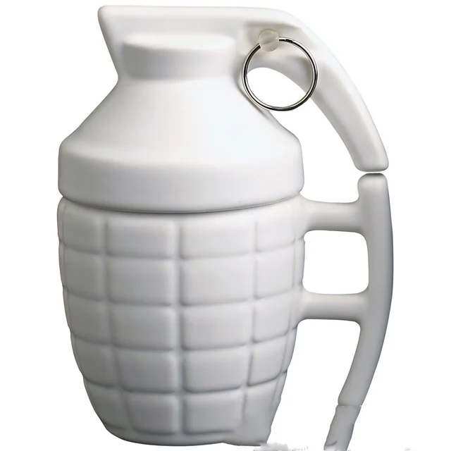 New Style Grenade Ceramic Mug With Lid Military Grenade Weapon Shape Coffee Mug White - Shop at LoveMi