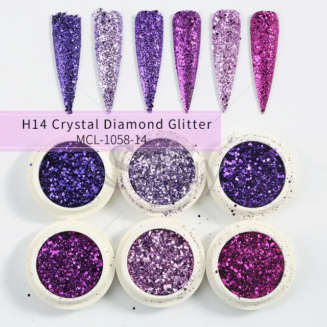 Glitter Set Mermaid Aurora Nail Powder 14 Style - Shop at LoveMi
