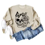 Women's Skull Butterfly Long Sleeved Sweater - Sand Colour-M