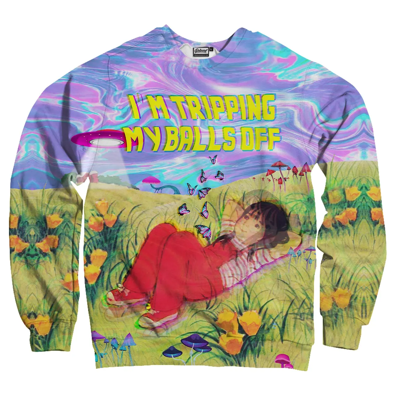 3D Geometric Pattern Printed Casual Oversize Round Neck Sweater