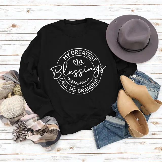 Round Neck Plus Size Women's Long Sleeve Loose Printed Sweater Black White Font - Shop at LoveMi