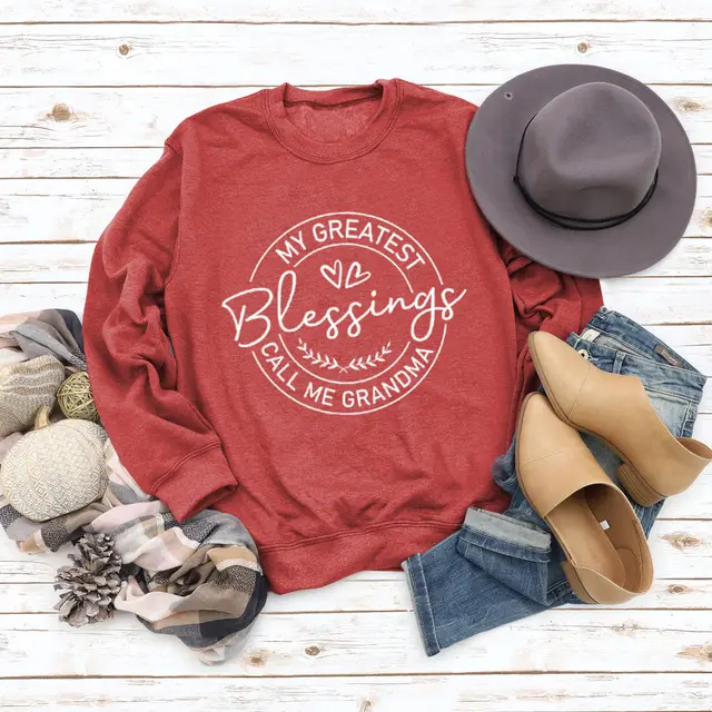 Round Neck Plus Size Women's Long Sleeve Loose Printed Sweater Red White Font - Shop at LoveMi