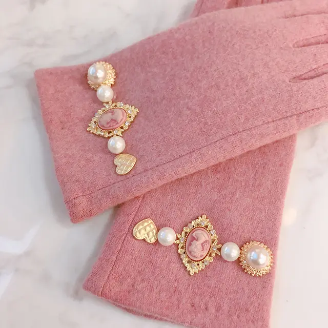 Women's Antique Portrait Pearl Gloves Pink - Shop at LoveMi