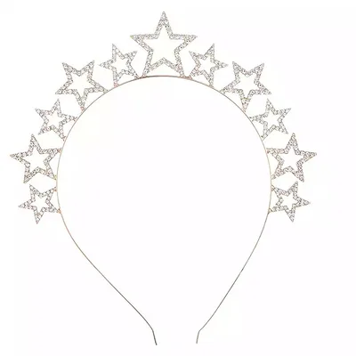 European And American Alloy Crystal Christmas Staghorn Hair Hoop Five Pointed Star Gold - Shop at LoveMi