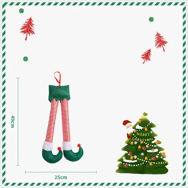 Christmas Elf Leg Santa Claus Leg Christmas Car Leg Pendant Christmas Decorations Christmas Daily Necessities Green Stripes - Shop at LoveMi