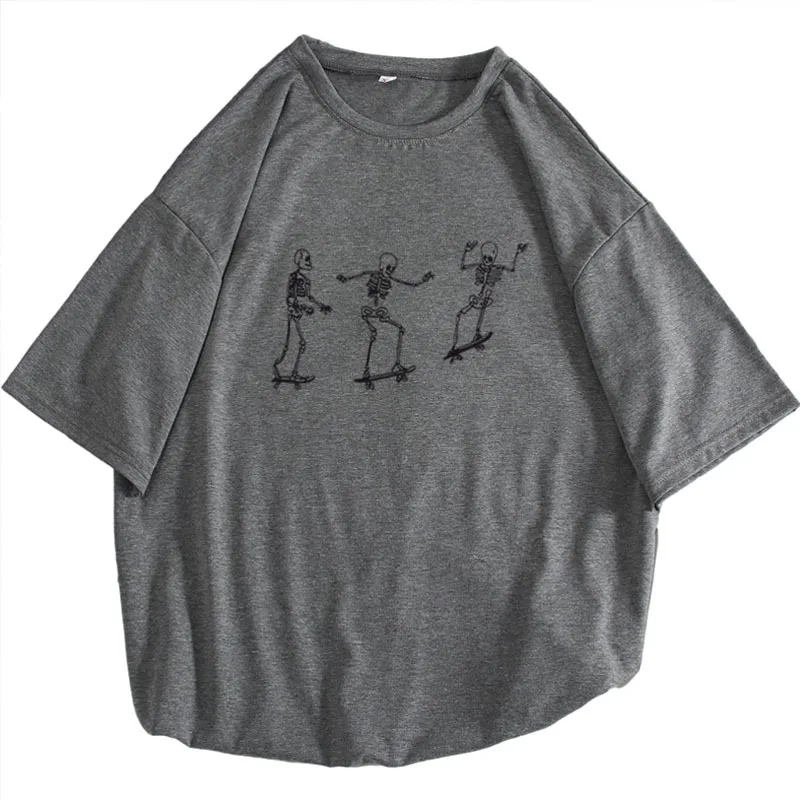 Fashion Brand Summer Short sleeved T shirt European Hip Hop Skateboard Printing Gray - Shop at LoveMi