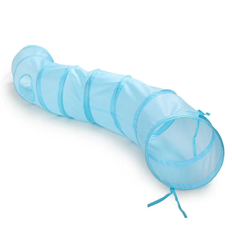Pet Cat Bending S shaped Collapsible Tunnel Toys Lake Blue - Shop at LoveMi
