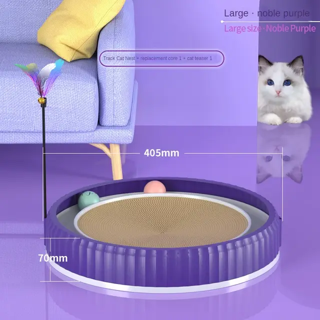 NEW Round Cat Scratching Board Wear resistant Anti scratch Claw Grinder Furniture Protector Pet Products Purple And Cat Teaser Stick - Shop at LoveMi
