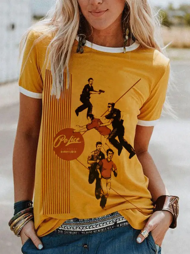 Pee Chee Folder Printed Short sleeved T shirt For Women Police - Shop at LoveMi